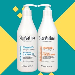 Bộ dầu gội xả Star Vatina dưỡng sinh siêu tái tạo tóc hư tổn 500ml