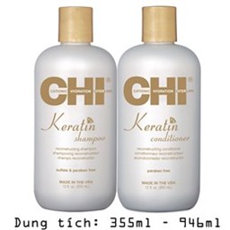 Bộ Dầu Gội Xả CHI Keratin Phục Hồi Tóc