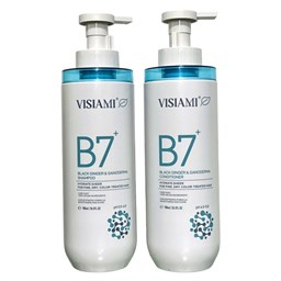 Bộ dầu gội xả Visiami Biotin B7 "Xanh" Black Ginger Ganoderma - Gừng đen + Nấm linh chi giảm rụng, mọc tóc nhanh 780ml