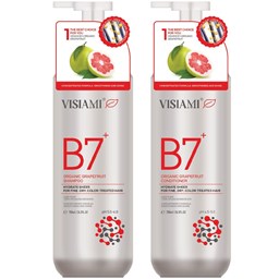 Bộ dầu gội xả Visiami Biotin B7 "Đỏ" Grapefruit - Bưởi đỏ giảm rụng, mọc tóc nhanh cho tóc thưa mảnh khô 780ml